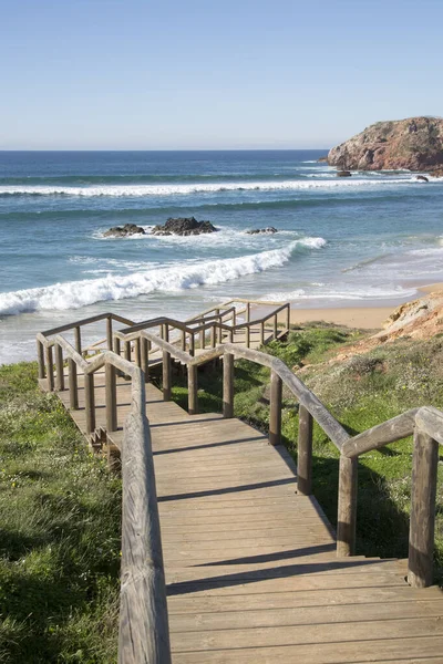 Trappenhuis Aan Het Strand Van Amado Algarve Portugal Europa — Stockfoto