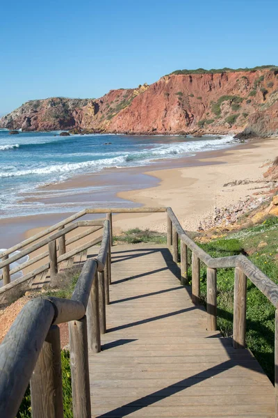 Staircase Amado Beach Algarve Portugal Europe — 스톡 사진