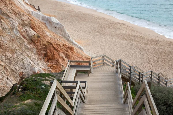 Kroki Klifie Plaży Falesia Algarve Portugalia — Zdjęcie stockowe