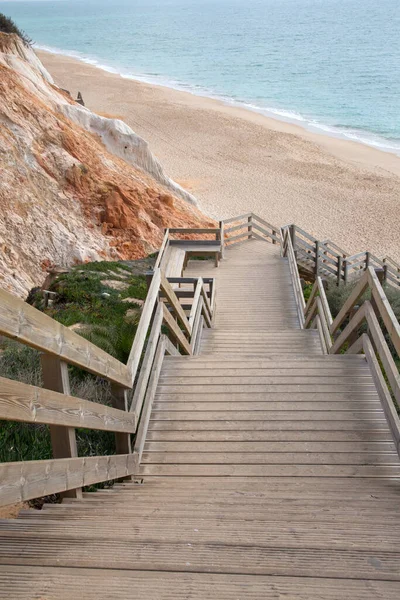 Schody Cliff Falesia Beach Algarve Portugalia — Zdjęcie stockowe