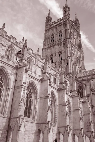 Gloucester Cathedral England Großbritannien Schwarz Weiß Sepiatönen — Stockfoto