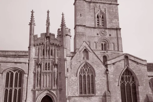 Parish Church, Burford, England, UK in Black and White Sepia Tone