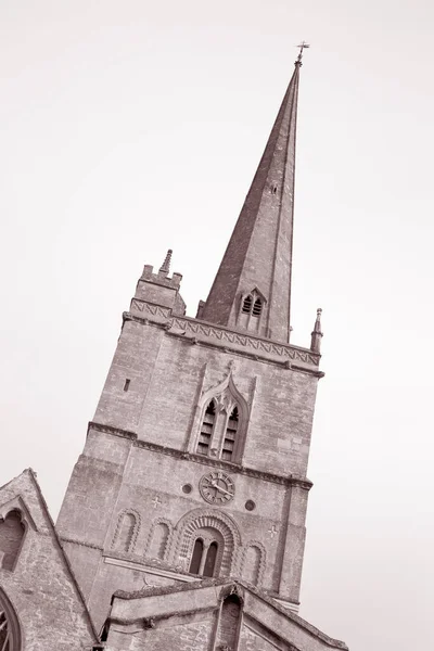 Приходская Церковь Берфорд Англия Великобритания Черно Белом Оттенке Сепии — стоковое фото