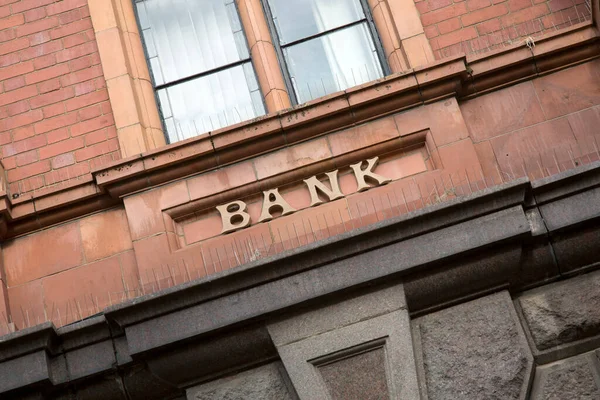 Bank Sign Building Facade — Stock Photo, Image