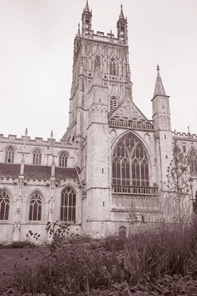 Cathédrale Gloucester Angleterre Royaume Uni Noir Blanc Sepia Tone — Photo