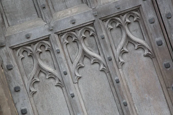 Drzwi Drewniane Katedra Gloucester Anglia — Zdjęcie stockowe