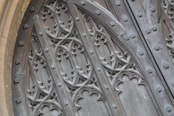 Puerta Madera Catedral Gloucester Inglaterra Reino Unido —  Fotos de Stock