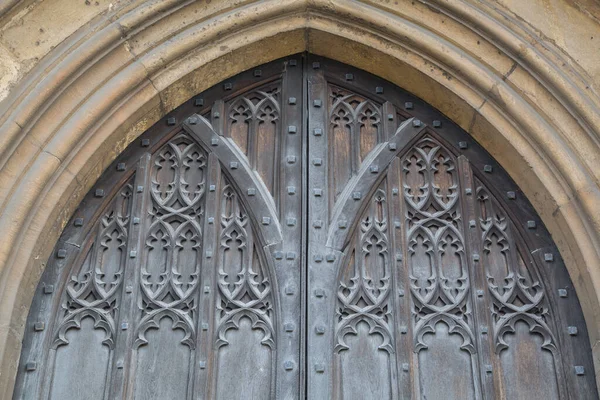 Puerta Madera Catedral Gloucester Inglaterra Reino Unido — Foto de Stock