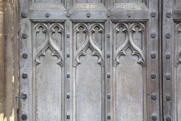 Porta Madeira Catedral Gloucester Inglaterra Reino Unido — Fotografia de Stock