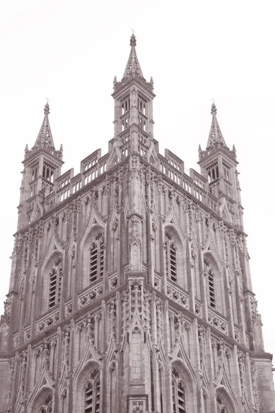 Torre Catedral Gloucester Inglaterra Reino Unido Tom Preto Branco Sepia — Fotografia de Stock