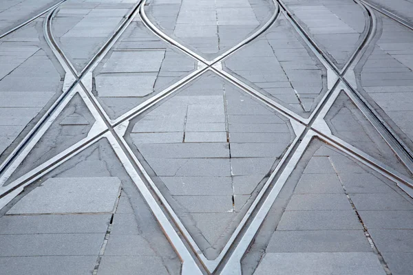 Tram Lines Intersection Seville Spain — Stock Photo, Image