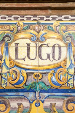 Lugo İşareti; Plaza de Espana Meydanı; Sevilla; İspanya