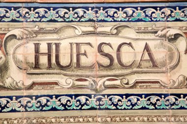Huesca İşareti; Plaza de Espana Meydanı; Sevilla; İspanya