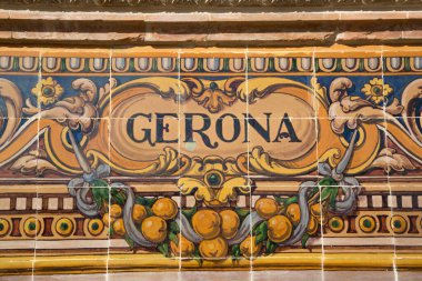 Gerona Tabelası; Plaza de Espana Meydanı; Sevilla; İspanya