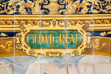 Ciudad Real Tabelası; Plaza de Espana Meydanı; Sevilla; İspanya