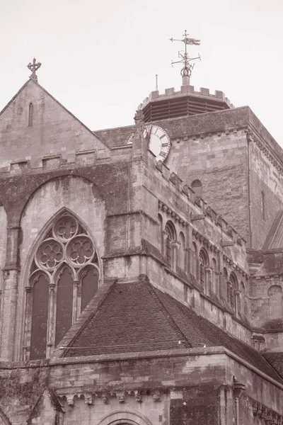 Romsey Abbey Church Southampton Engeland Verenigd Koninkrijk Zwart Wit Sepia — Stockfoto