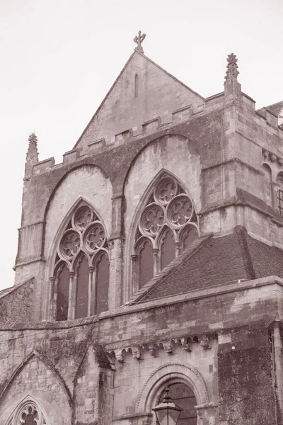 Iglesia Abadía Romsey Southampton Inglaterra Reino Unido Tono Sepia Blanco —  Fotos de Stock