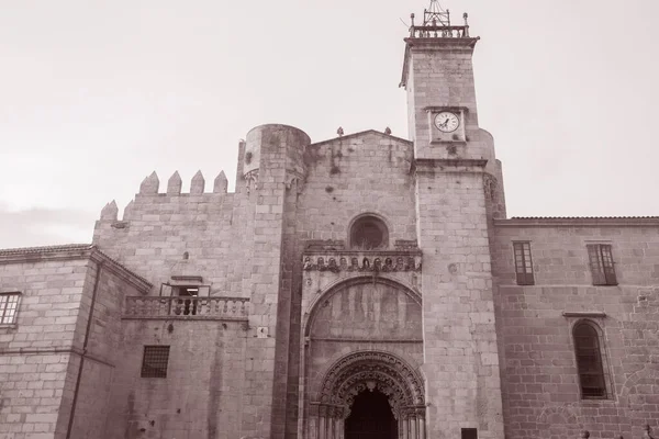 Fachada Catedral Orense Galiza Espanha Com Tom Preto Branco Sepia — Fotografia de Stock