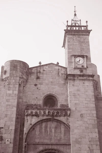 Catedral Fachada Orense Galiza Espanha Preto Branco Sepia Tone — Fotografia de Stock