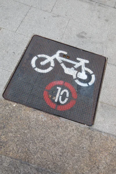 Cycle Lane Teken Pavement — Stockfoto