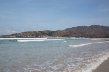 Coruna 'daki Carmota Sahili; Galiçya; İspanya