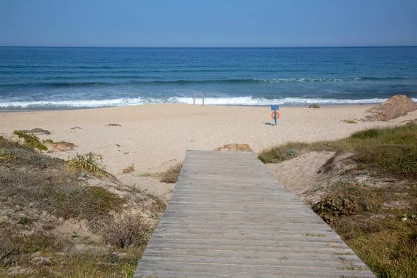 Ścieżka Piesza Plaży Furnas Xuno Galicja Hiszpania — Zdjęcie stockowe
