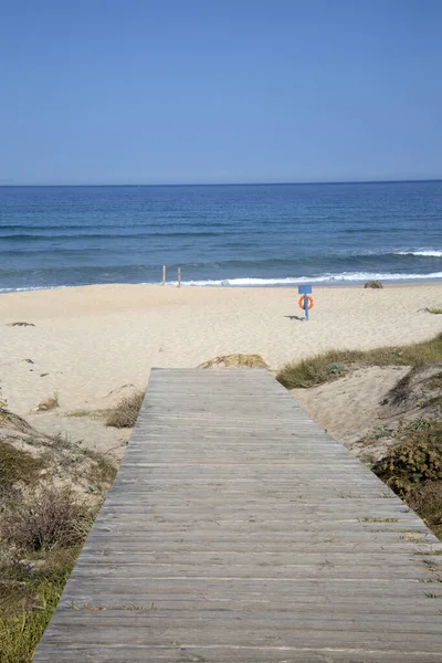 Promenada Furnas Beach Xuno Galicja Hiszpania — Zdjęcie stockowe