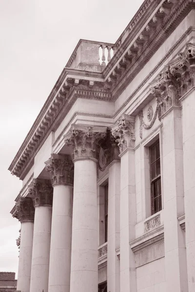 City Hall Facade Dublin Irlanda Preto Branco Sepia Tone — Fotografia de Stock