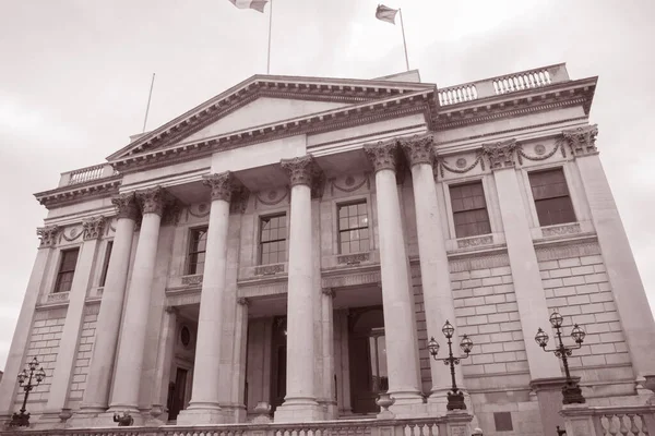 City Hall Facade Δουβλίνο Ιρλανδία Μαύρο Και Άσπρο Τόνο Sepia — Φωτογραφία Αρχείου