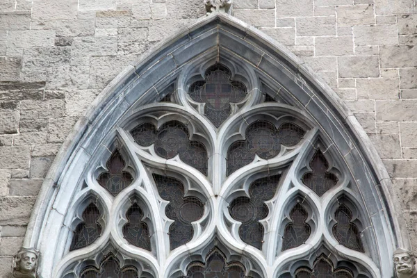 爱尔兰都柏林圣帕克斯大教堂立面的窗户 — 图库照片