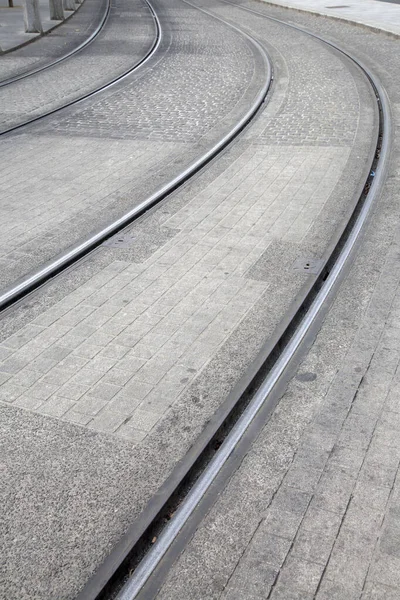 Tram Line Curves Dublin Irlanda — Fotografia de Stock