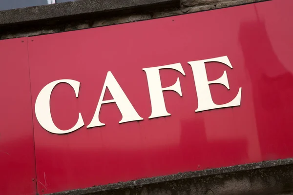 Cafe Sign Röd Bakgrund Diagonal Lutning — Stockfoto