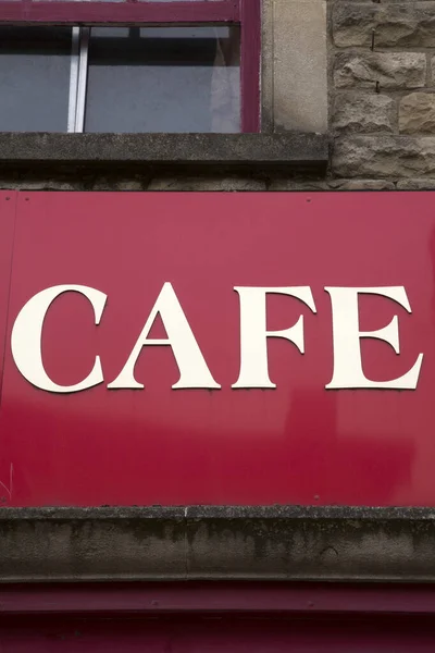 Cafe Sign Röd Bakgrund — Stockfoto