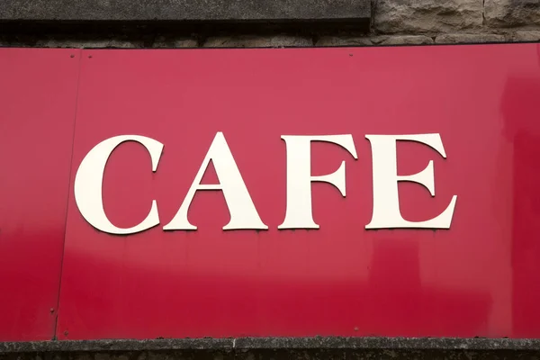 Cafe Sign Röd Bakgrund — Stockfoto