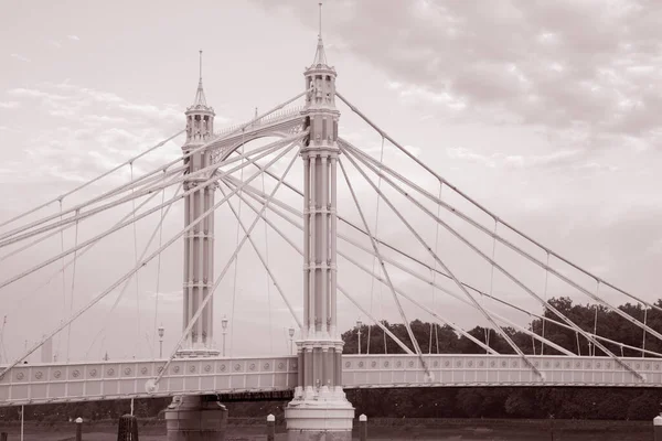 Albert Bridge Chelsea Λονδίνο Αγγλία Ηνωμένο Βασίλειο Μαύρο Και Άσπρο — Φωτογραφία Αρχείου