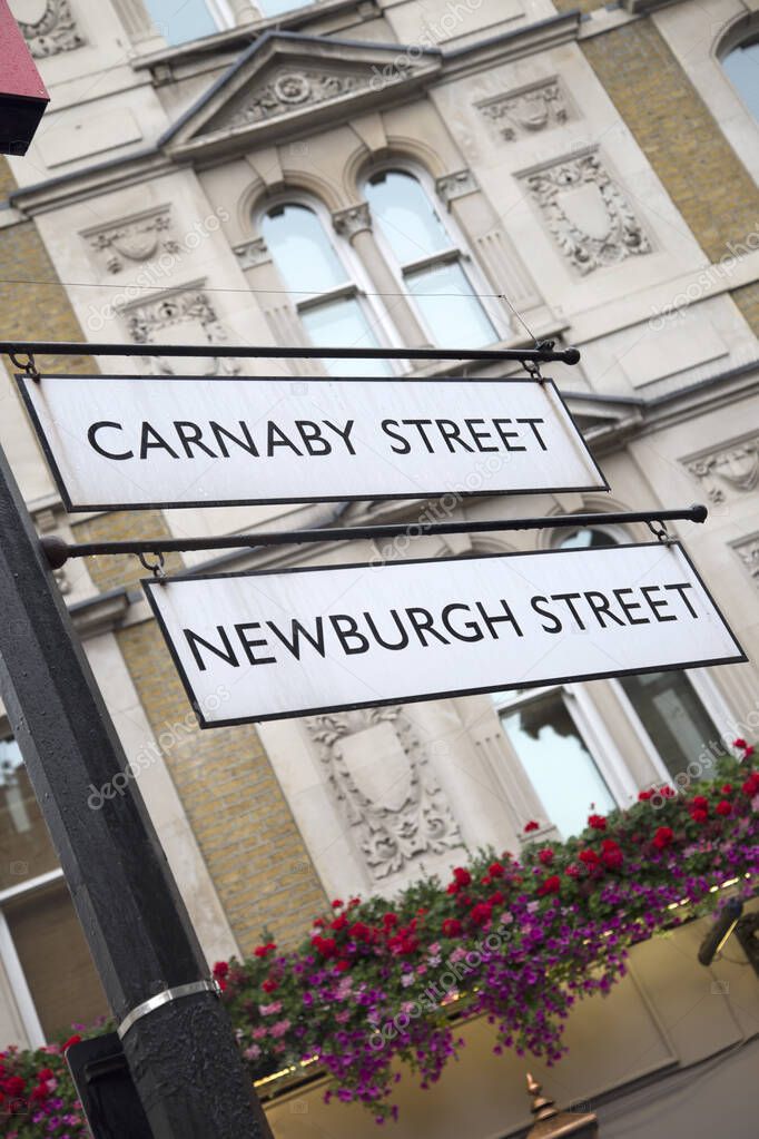 Carnaby and Newburgh Street Sign; London; England; UK