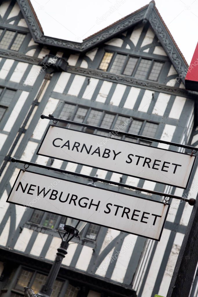 Carnaby and Newburgh Street Signs; London; England; UK