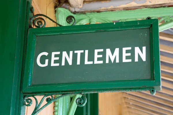 Green Gentleman Toilet Sign Railway Station Platform — Stock Photo, Image