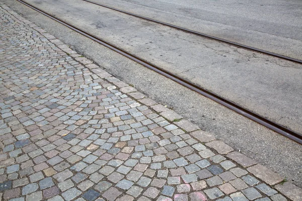 Tram Track Cobble Stones Malmo Sweden — стокове фото