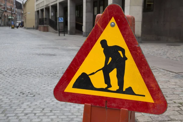 Carretera Obras Iniciar Sesión Entorno Urbano —  Fotos de Stock