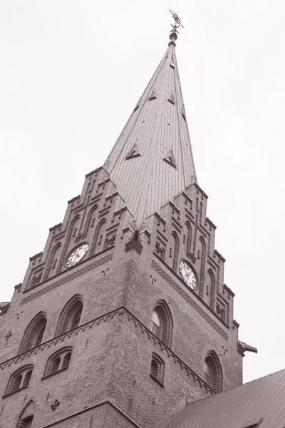 Église Paters Spire Malmo Suède Noir Blanc Sepia Tone — Photo