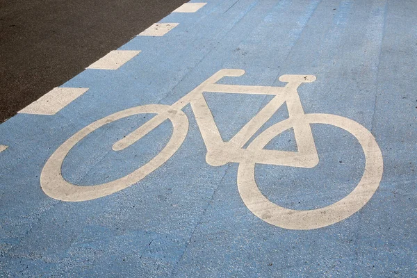 Blue Bike Lane Symbol Copenhague Dinamarca — Foto de Stock