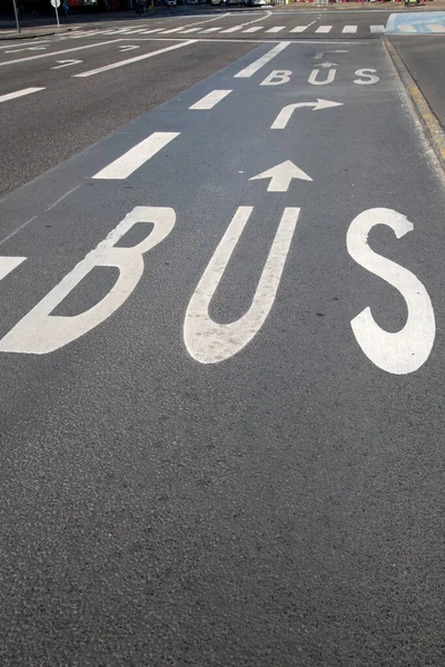 Bus Lane Sign Copenhague Dinamarca —  Fotos de Stock