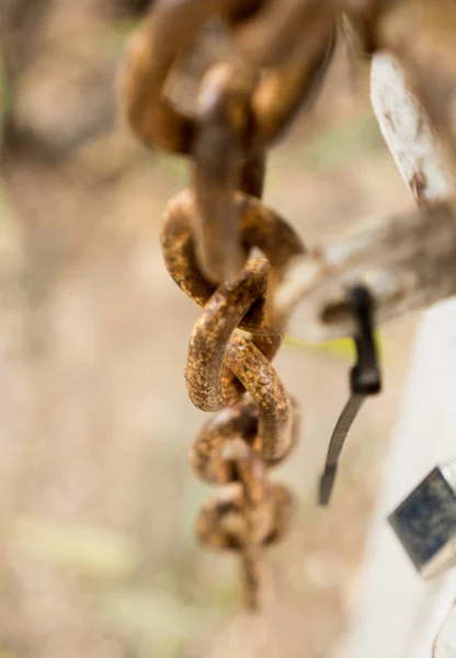 Catena arrugginita e serratura in metallo — Foto Stock