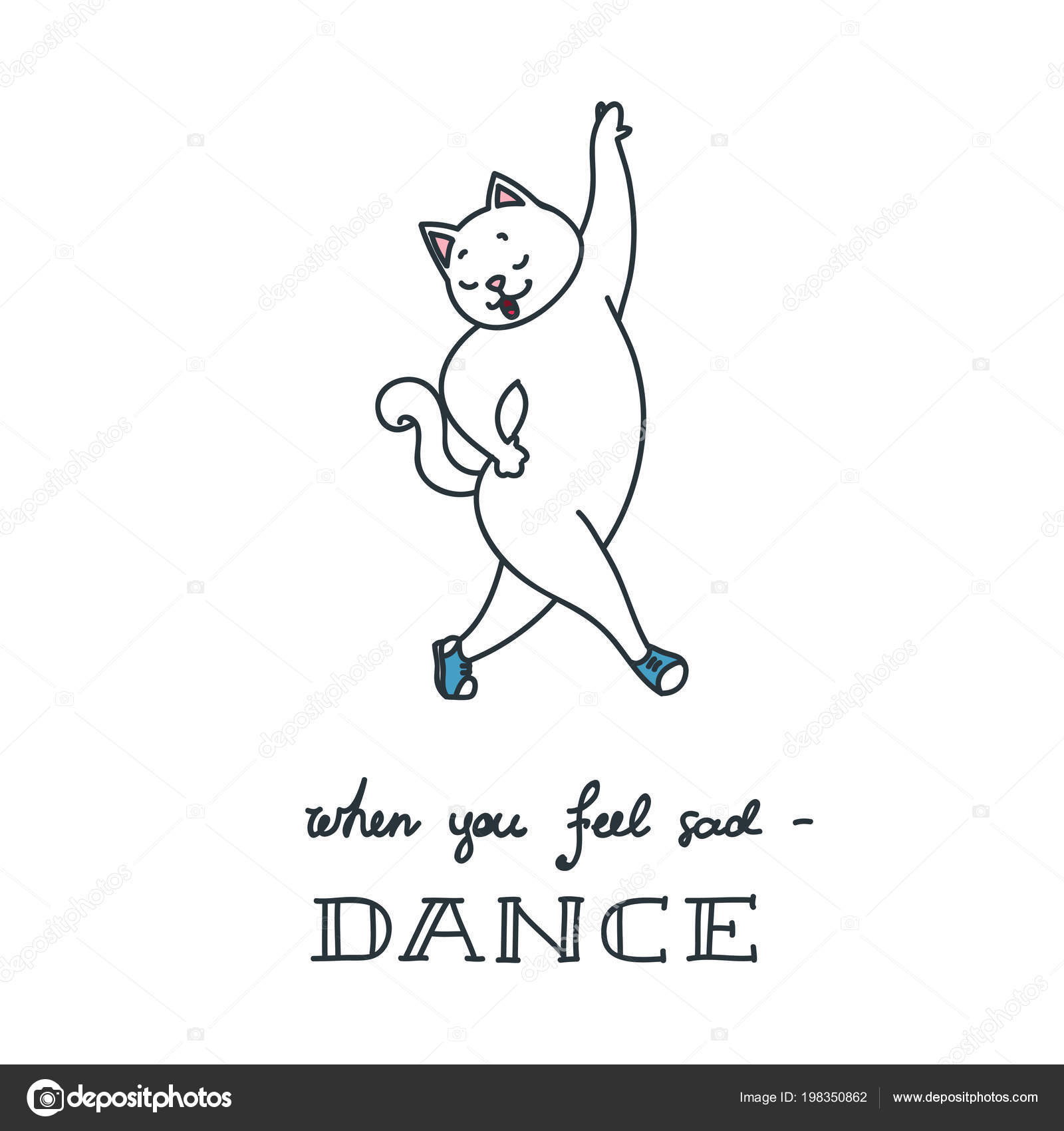 You Feel Sad Dance Illustration Cute Dancing Cat Isolated White Stock  Vector by ©SlyBrowney 366680134