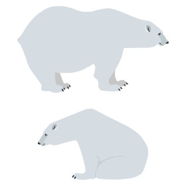 Ayakta ve kutup ayıları üzerinde beyaz arka plan izole oturan vektör çizim