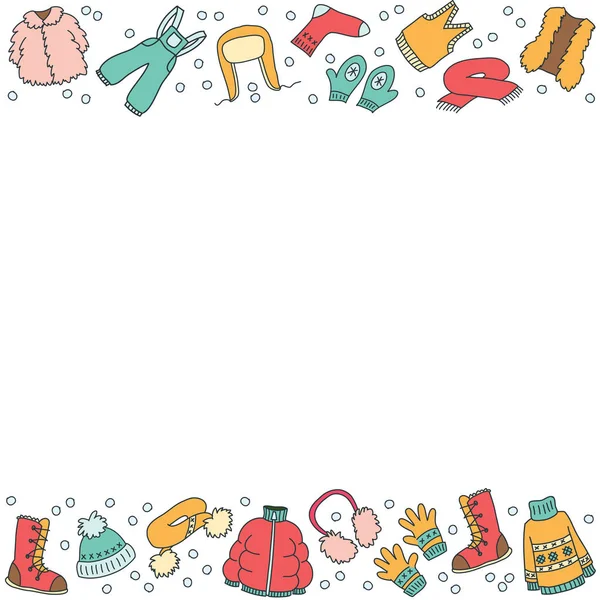 Fundo Doodle Com Roupas Inverno Vetor Eps — Vetor de Stock