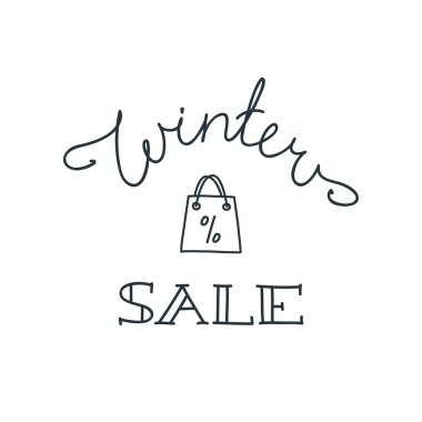 Winter sale. Handwritten lettering isolated on white background. Template design for flyers, banners, promotion. Vector 8 EPS
