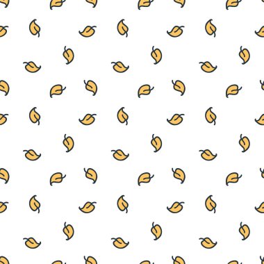 Beyaz arka plan üzerinde turuncu yaprakları ile Doodle dikişsiz desen. Sonbahar illüstrasyon. Vektör 8 Eps.