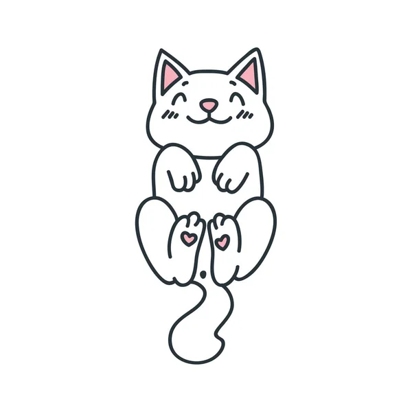 Kawaii Illustration White Kitten Vector Eps — Stock Vector